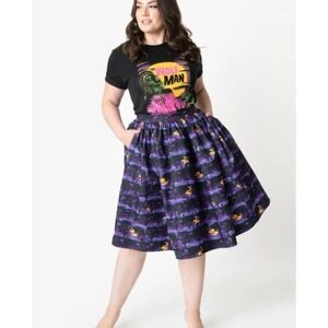 Universal Studios Monsters x Unique Vintage Wolf Man Swing Skirt Purple Sz L